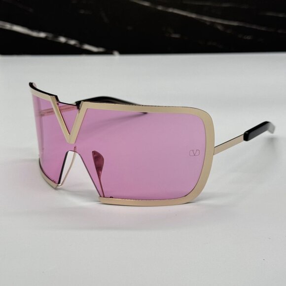 NEW VALENTINO V-ROMASK PINK SHIELD SUNGLASSES VALENTINO VLS-120C - Picture 2 of 10